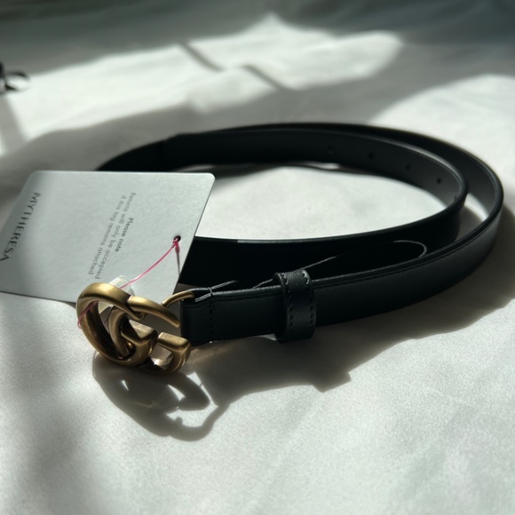 Gucci Leather Belt With Double G buckle - Thin main image 6